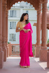 Leheria - Pink Saree with golden gota border