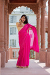 Leheria - Pink Saree with golden gota border