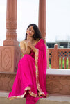 Leheria - Pink Saree with golden gota border