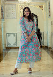 Turquoise Treasure - Hand Block Printed Cotton Kurti
