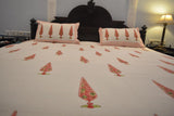 Gharonda Floral Motifs - Hand Block Printed Double Bedsheet (90 X108 Inch)