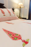 Gharonda Floral Motifs - Hand Block Printed Double Bedsheet (90 X108 Inch)