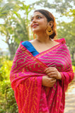 Pink Bhandhani Raw silk saree with Blouse