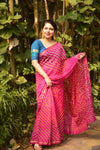 Pink Bhandhani Raw silk saree with Blouse