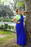 Royal Blue georgette Lehriya saree