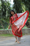 Red Floral  Cotton Suit with Cotton Dupatta