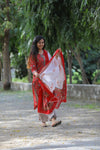 Red Floral  Cotton Suit with Cotton Dupatta