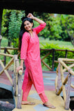 Peach  floral Cotton Pant set