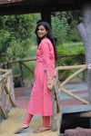 Peach  floral Cotton Pant set