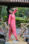 Peach  floral Cotton Pant set