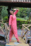 Peach  floral Cotton Pant set