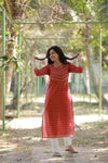 Red Floral Cotton Kurti