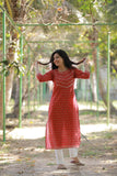 Red Floral Cotton Kurti