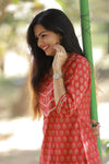Red Floral Cotton Kurti