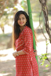 Red Floral Cotton Kurti