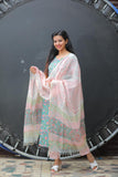Pink in the Sea - Hand Block Printed Cotton Suit with Kota Doria Dupatta