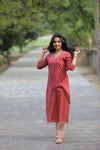 Maroon floral Handblock Printed Pant set