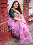 Organza - Baby Pink saree with Digital Print