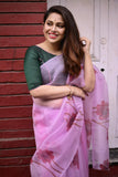 Organza - Baby Pink saree with Digital Print