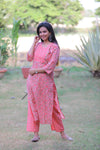 Peach  Floral Cotton Pant set