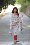 White Cherry  Cotton Suit with Cotton Dupatta