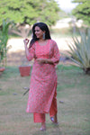 Peach  Floral Cotton Pant set