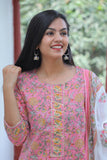 Pink Gotta Work Cotton Suit with Cotton Dupatta