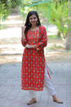 Red and Black Bella Cotton Kurti