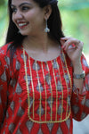 Red and Black Bella Cotton Kurti