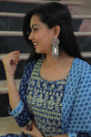 Sapphire Blue Cotton Suit with Cotton Dupatta