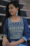 Sapphire Blue Cotton Suit with Cotton Dupatta