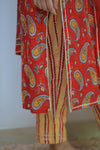 Candy  Apple Cotton Suit with Cotton Dupatta