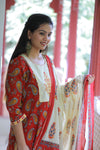 Candy  Apple Cotton Suit with Cotton Dupatta