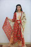 Candy  Apple Cotton Suit with Cotton Dupatta