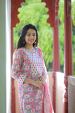 Peony Pink Cotton Suit with Cotton Dupatta