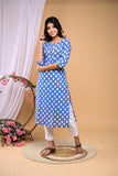 Royal Blue - Hand Block Printed Cotton Kurti