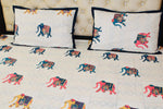 Elephant Sanctuary Handwork Cotton  Double Bedsheet (108 X108 Inch)