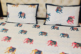 Elephant Sanctuary Handwork Cotton  Double Bedsheet (108 X108 Inch)