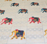 Elephant Sanctuary Handwork Cotton  Double Bedsheet (108 X108 Inch)