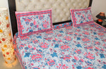 Grey - Pink Cotton  Double Bedsheet (90 X108 Inch)