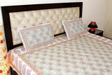 Pastel Flowers Garden Cotton  Double Bedsheet (90 X108 Inch)