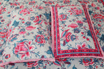 Grey - Pink Cotton  Double Bedsheet (90 X108 Inch)