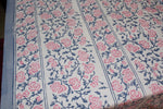 Grey Pink Cotton Handblock Printed 6 seater Dining table cover with 6 full printed Napkins