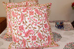 Peach Purple Pleasure - Hand Block Printed Cushion Covers (16 X16 Inch; Set of 5)