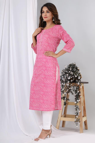 Naari Pink Laharia - Cotton Kurti