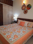 Orange Bagh Cotton  Double Bedsheet (90 X108 Inch)