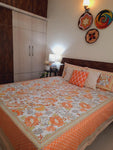 Orange Bagh Cotton  Double Bedsheet (90 X108 Inch)