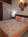 Orange Bagh Cotton  Double Bedsheet (90 X108 Inch)