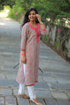 Grey and Pink  Cotton Kurti