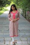 Grey and Pink  Cotton Kurti